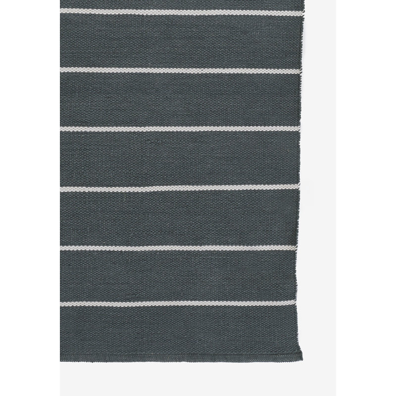 Slate and White Striped Handwoven Indoor Outdoor Rug 3'6" x 5'6"