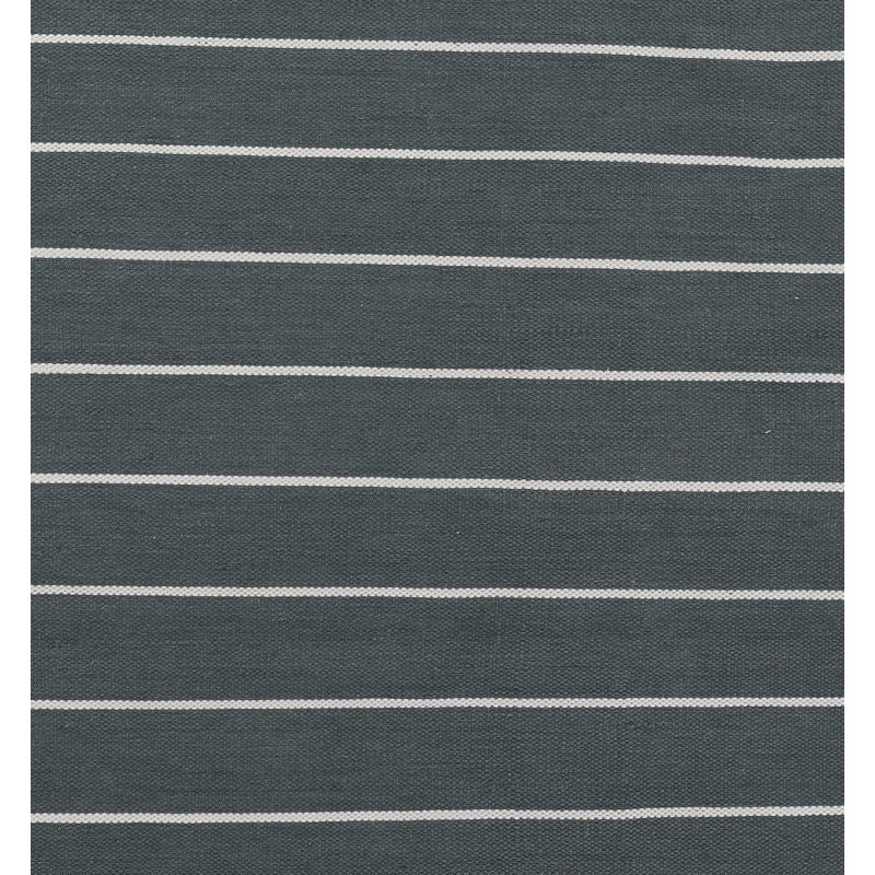 Slate and White Striped Handwoven Indoor Outdoor Rug 3'6" x 5'6"
