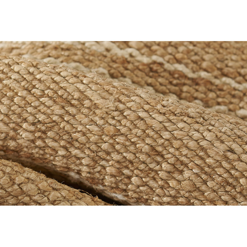 Ivory Stripe Handwoven Wool & Chenille 3'6" x 5'6" Area Rug