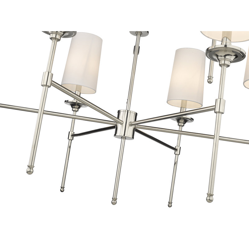 Polished Nickel 9-Light Chandelier with Off-White Shades