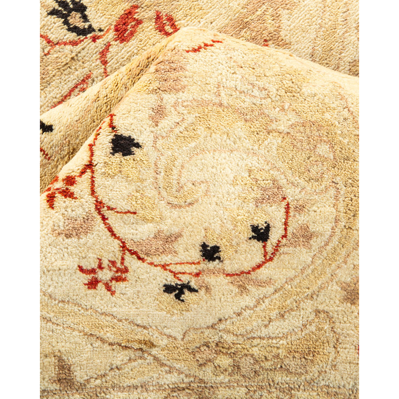 Hand-Knotted Timeless Ivory Wool 63" Rectangular Area Rug
