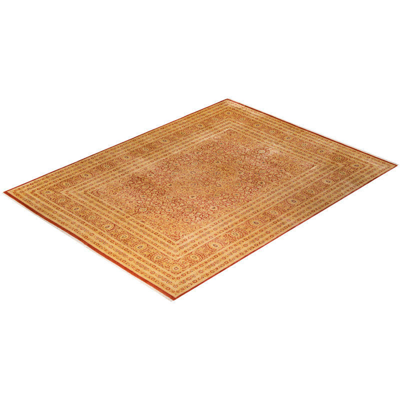 Adorn Mogul Floral Hand-Knotted Wool Area Rug 9'3" x 12'1" - Rust