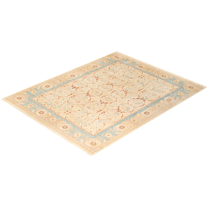 Hand-Knotted Traditional Ivory Wool 8'3" X 10'6" Area Rug
