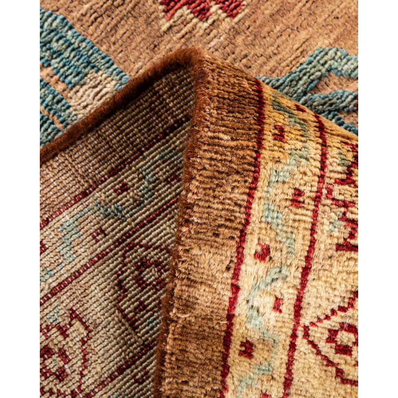 Hand-Knotted Multicolor Wool Floral Rectangular Area Rug