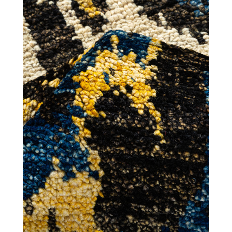 Adorn Luxe Hand-Knotted Black Wool Rectangular Area Rug
