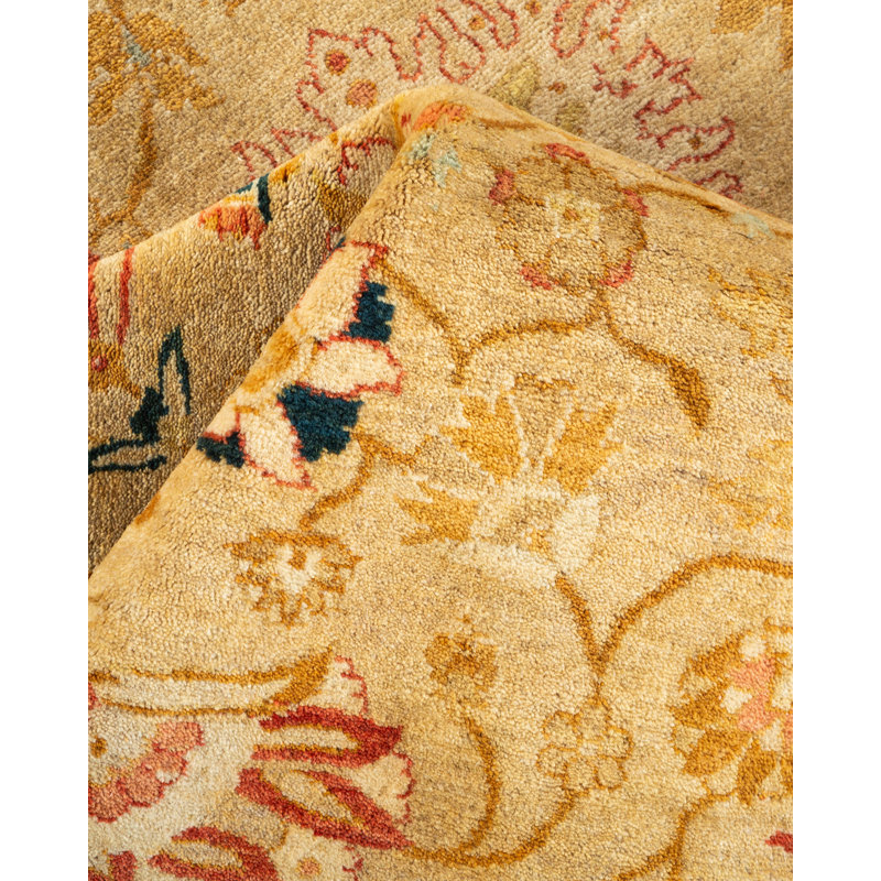 Ivory Wool Hand-Knotted 6' x 9' Rectangular Area Rug
