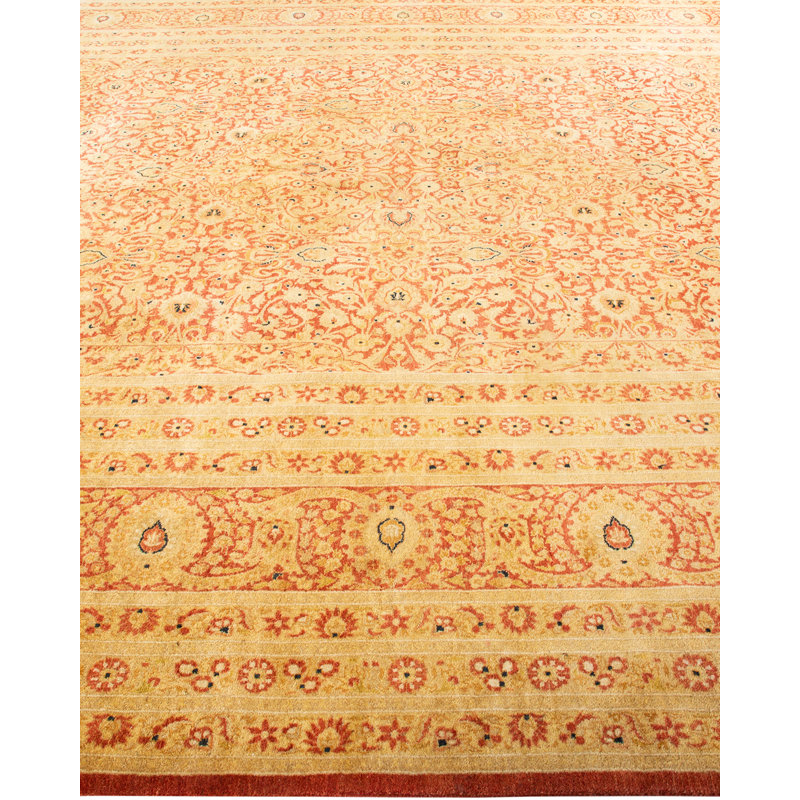 Adorn Mogul Floral Hand-Knotted Wool Area Rug 9'3" x 12'1" - Rust