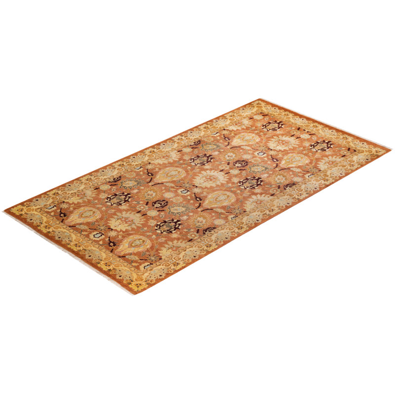 Bronze Eclectic Floral Hand-Knotted Wool Area Rug 12' x 9'