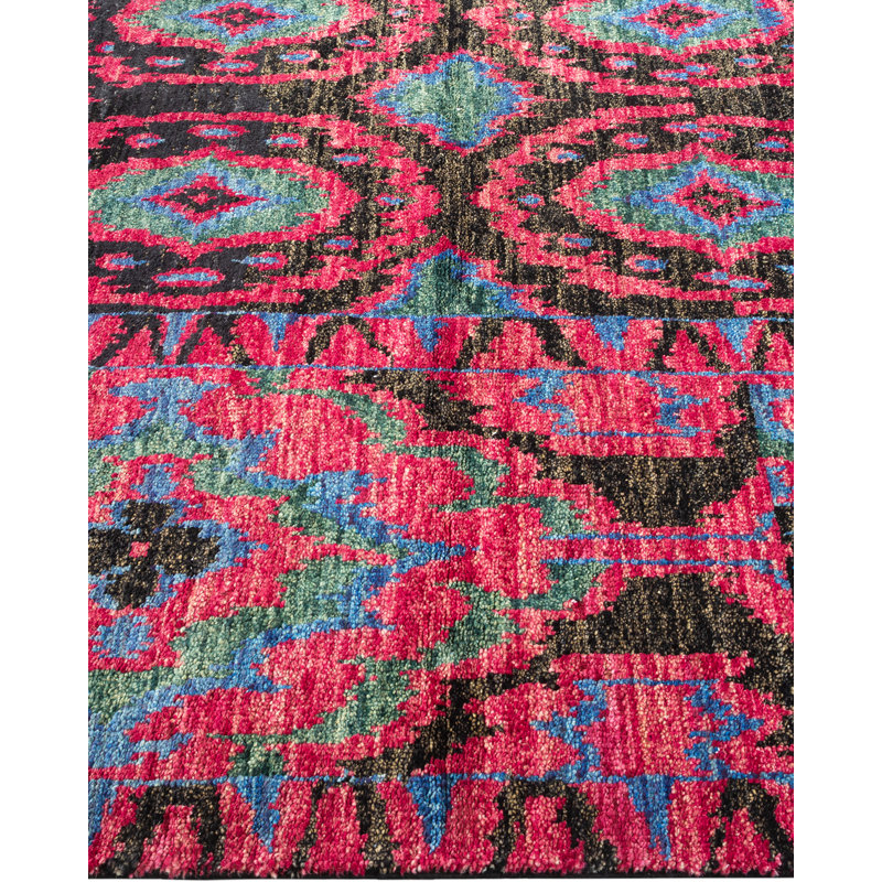Luxurious Hand-Knotted Purple Wool Modern Rectangular Area Rug