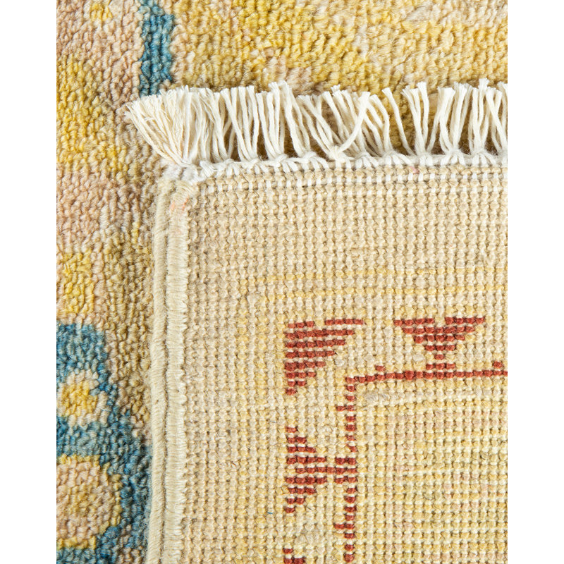 Sonoe Hand-Knotted Wool Ivory Floral Area Rug, 9'1" x 12'4"