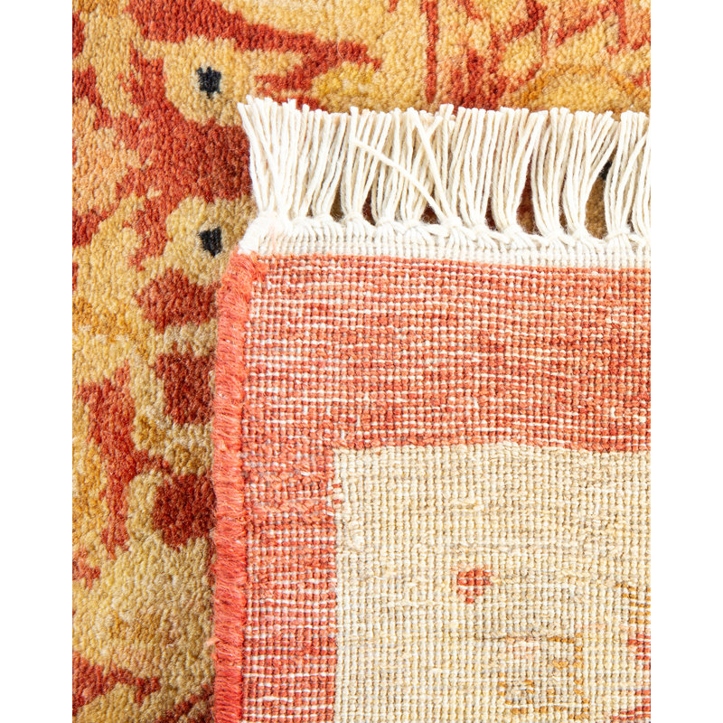 Adorn Mogul Floral Hand-Knotted Wool Area Rug 9'3" x 12'1" - Rust