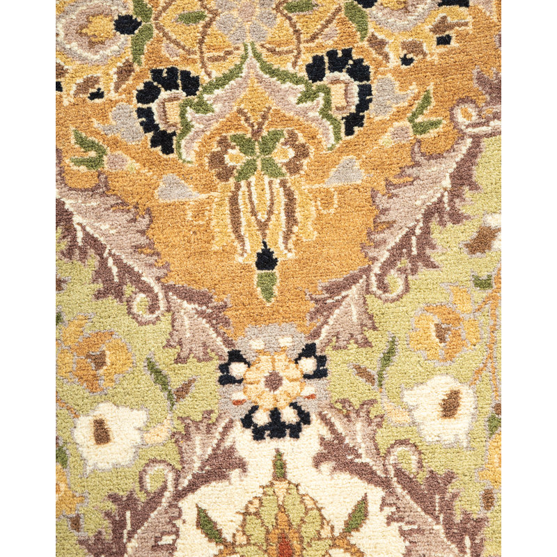 Mogul One-of-a-Kind Round Wool Area Rug in Brown and Beige