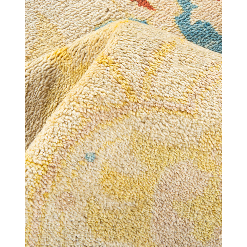 Sonoe Hand-Knotted Wool Ivory Floral Area Rug, 9'1" x 12'4"