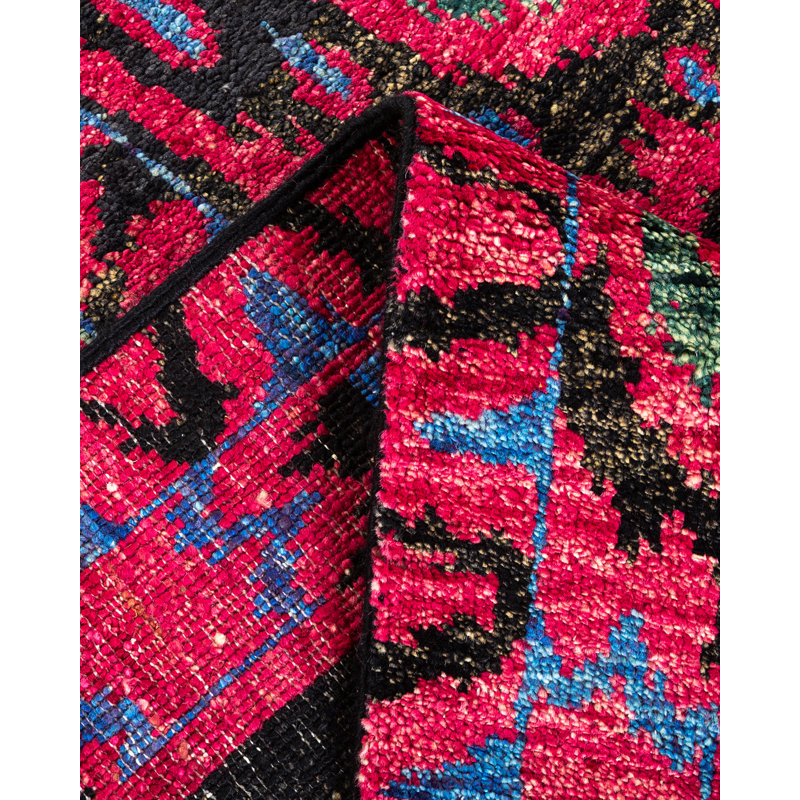 Luxurious Hand-Knotted Purple Wool Modern Rectangular Area Rug