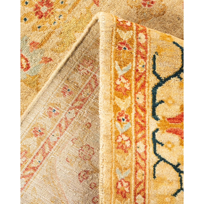 Ivory Wool Hand-Knotted 6' x 9' Rectangular Area Rug