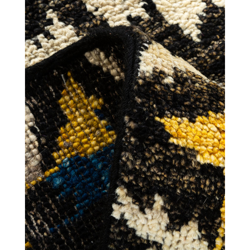 Adorn Luxe Hand-Knotted Black Wool Rectangular Area Rug