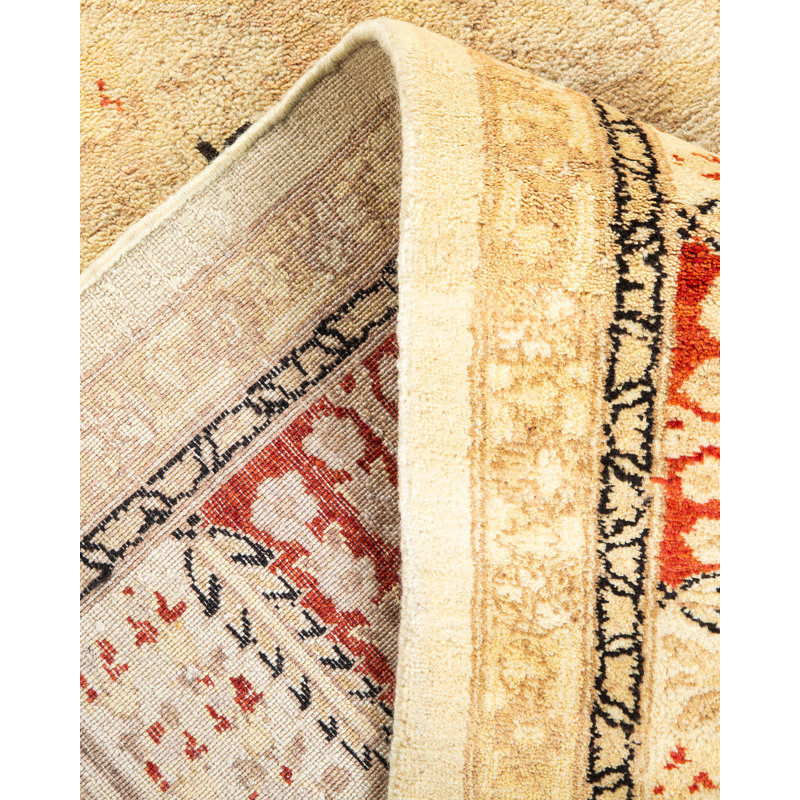 Hand-Knotted Timeless Ivory Wool 63" Rectangular Area Rug