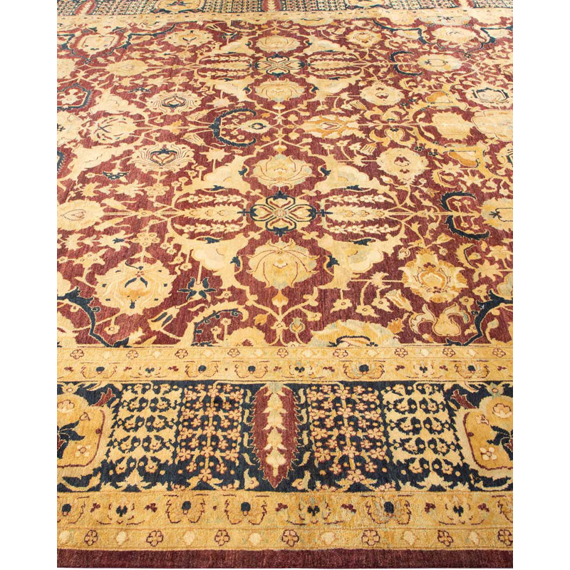 Handmade Red Wool Rectangular Area Rug 9' x 11'