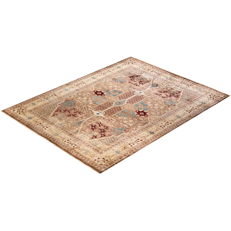 Hand-Knotted Multicolor Wool Floral Rectangular Area Rug