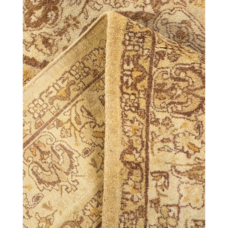 Hand-Knotted Yellow Floral Wool 8' x 10' Area Rug