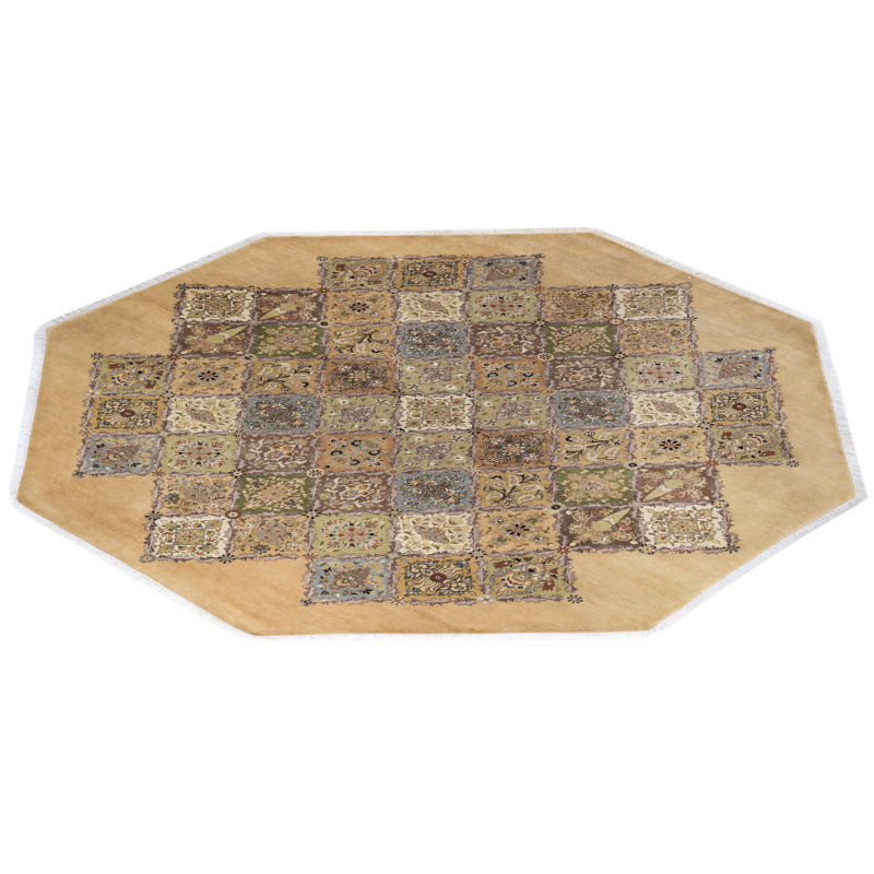 Mogul One-of-a-Kind Round Wool Area Rug in Brown and Beige
