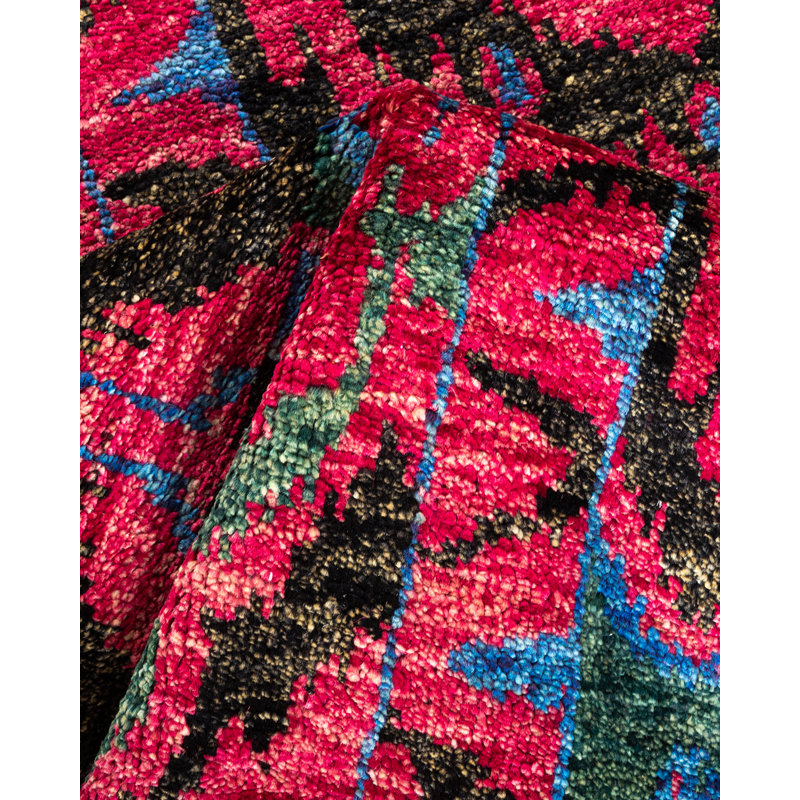 Luxurious Hand-Knotted Purple Wool Modern Rectangular Area Rug