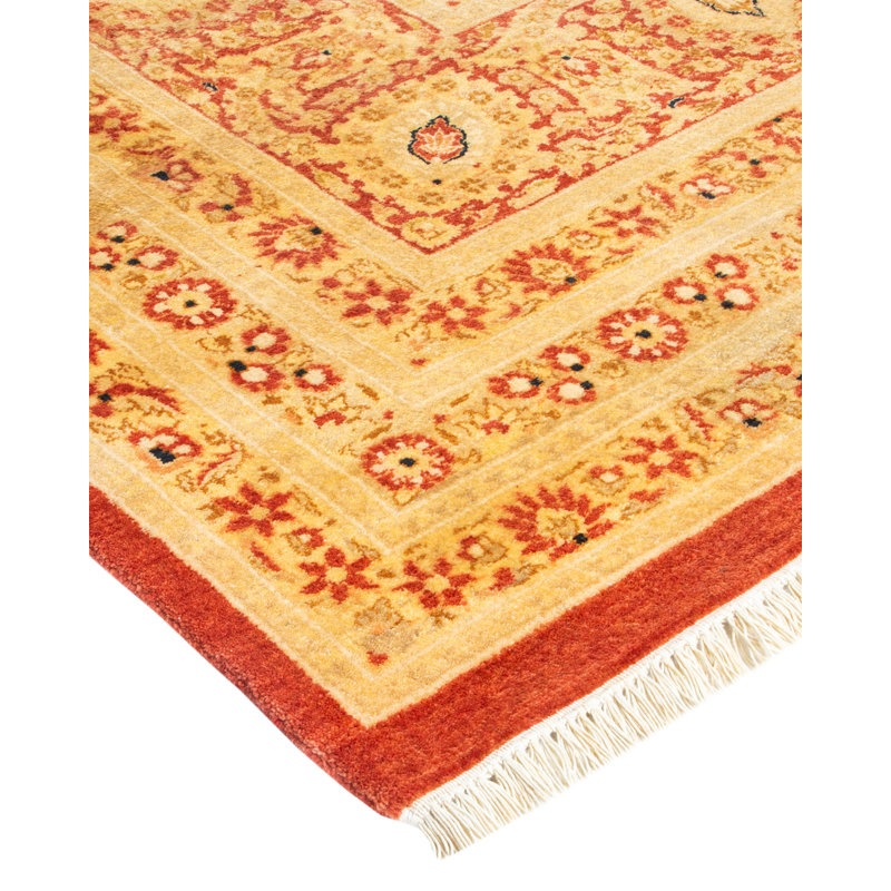 Adorn Mogul Floral Hand-Knotted Wool Area Rug 9'3" x 12'1" - Rust