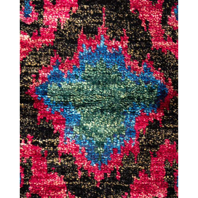 Luxurious Hand-Knotted Purple Wool Modern Rectangular Area Rug