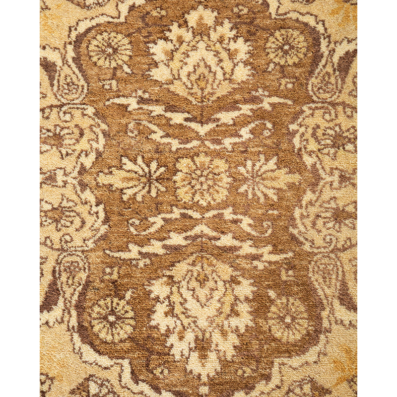 Hand-Knotted Yellow Floral Wool 8' x 10' Area Rug