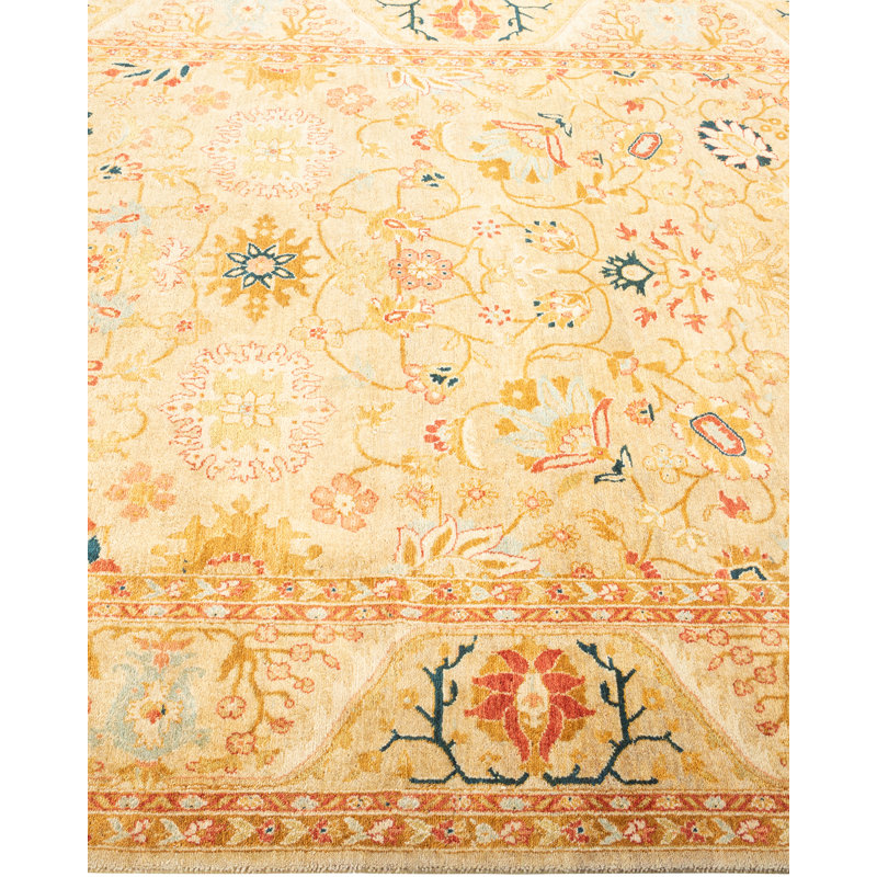 Ivory Wool Hand-Knotted 6' x 9' Rectangular Area Rug