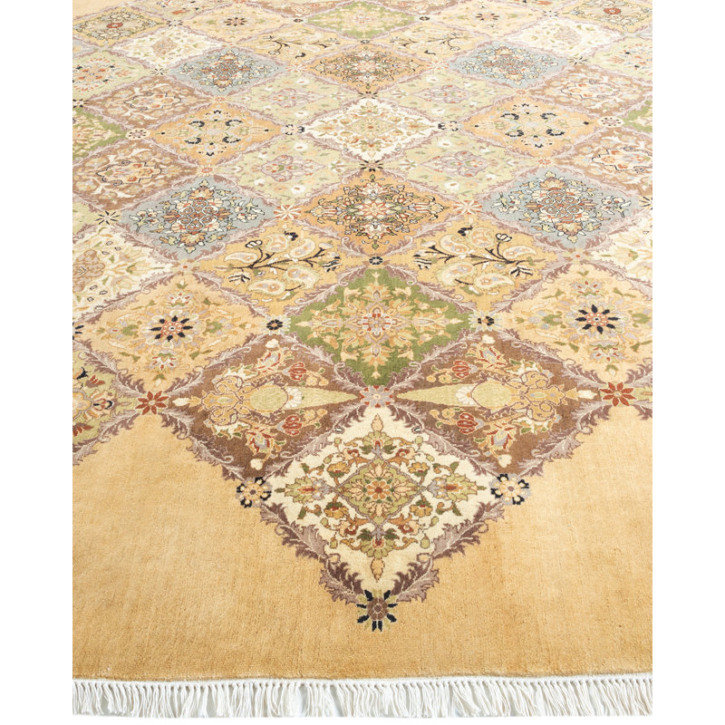 Mogul One-of-a-Kind Round Wool Area Rug in Brown and Beige