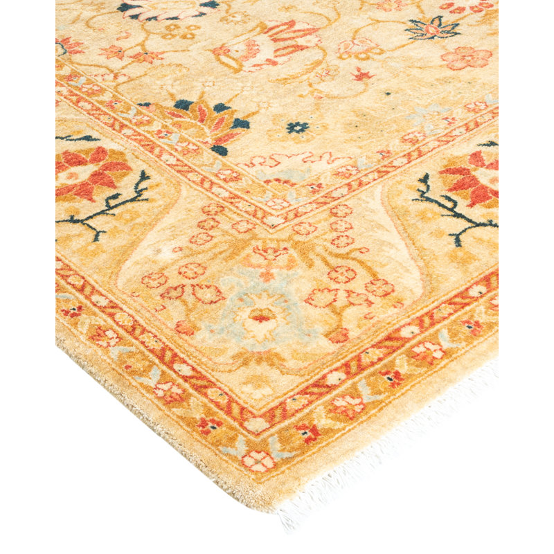 Ivory Wool Hand-Knotted 6' x 9' Rectangular Area Rug