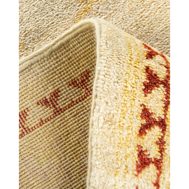Sonoe Hand-Knotted Wool Ivory Floral Area Rug, 9'1" x 12'4"
