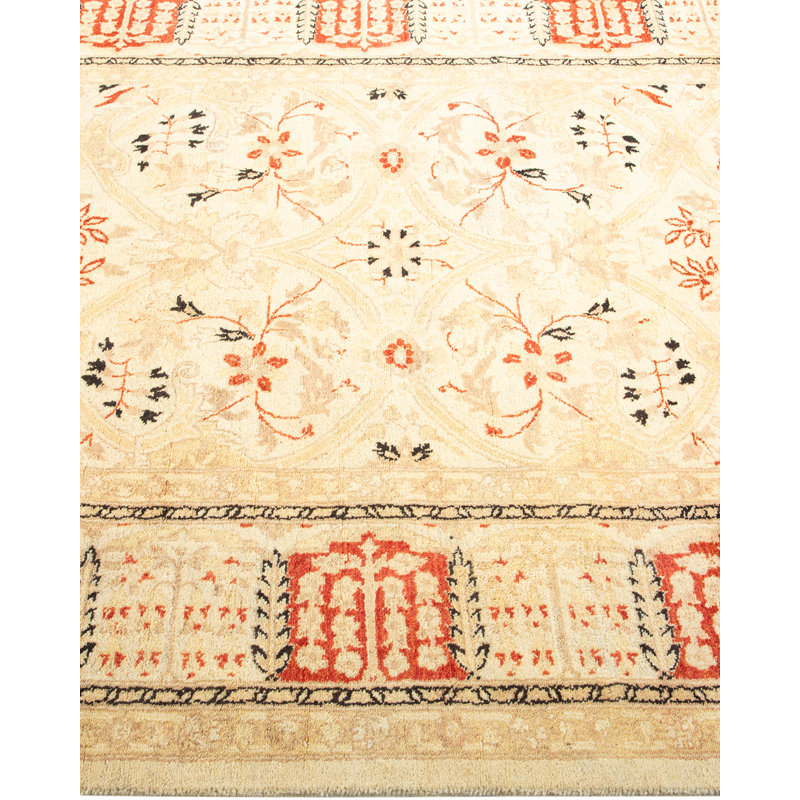 Hand-Knotted Timeless Ivory Wool 63" Rectangular Area Rug