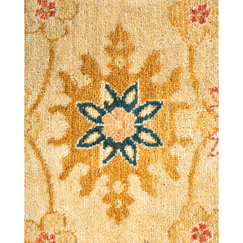 Ivory Wool Hand-Knotted 6' x 9' Rectangular Area Rug
