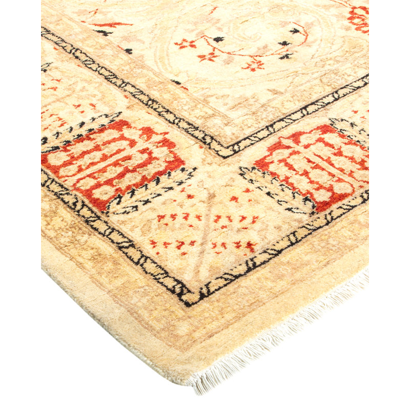 Hand-Knotted Timeless Ivory Wool 63" Rectangular Area Rug