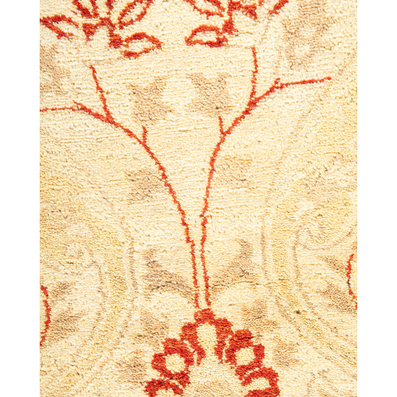 Hand-Knotted Timeless Ivory Wool 63" Rectangular Area Rug