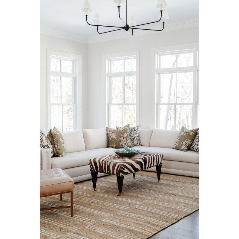 Ivory Stripe Handwoven Wool & Chenille 3'6" x 5'6" Area Rug