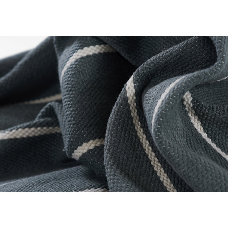 Slate and White Striped Handwoven Indoor Outdoor Rug 3'6" x 5'6"