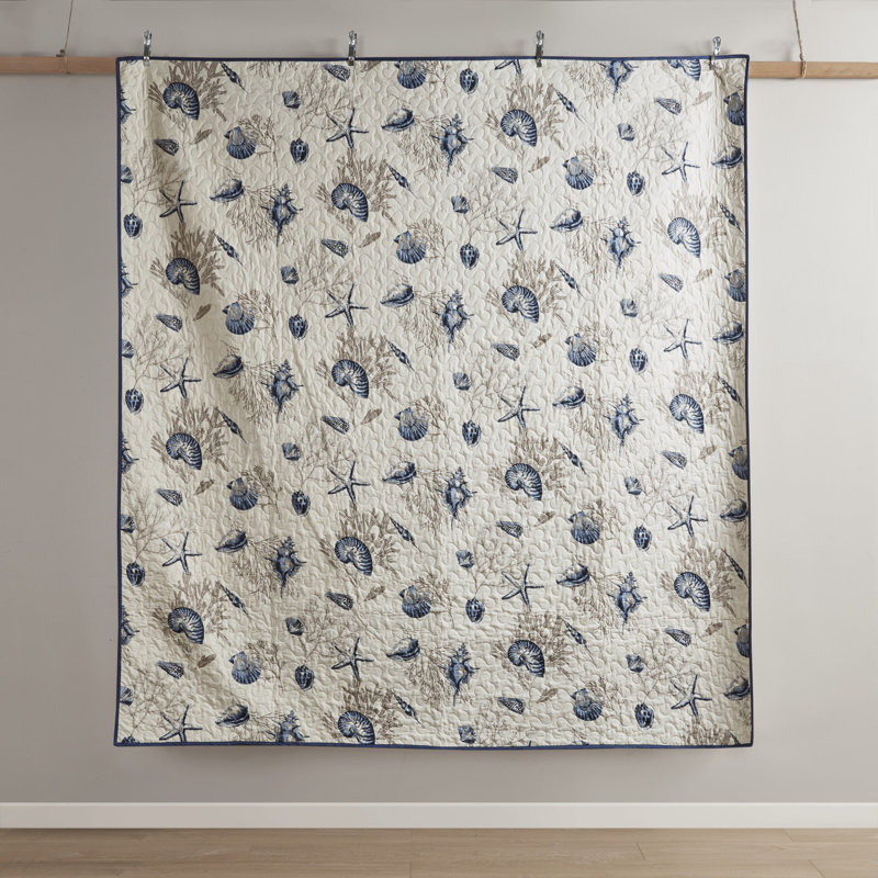 Nautical Blue Microfiber King Reversible Quilt Set