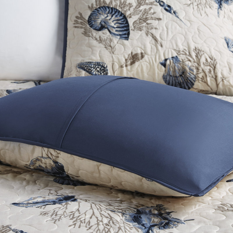 Nautical Blue Microfiber King Reversible Quilt Set