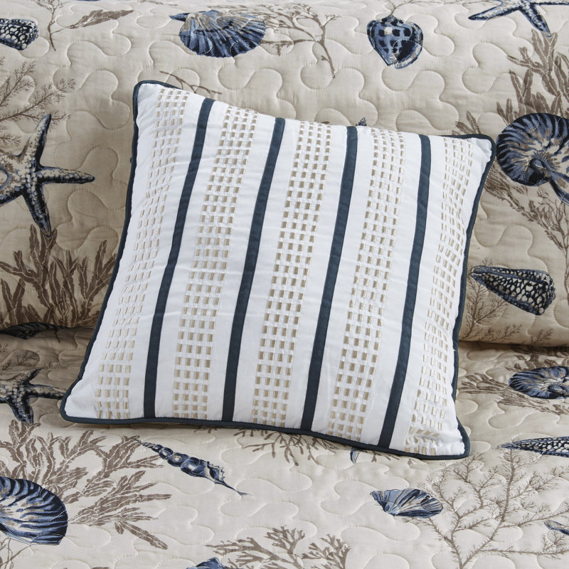 Nautical Blue Microfiber King Reversible Quilt Set