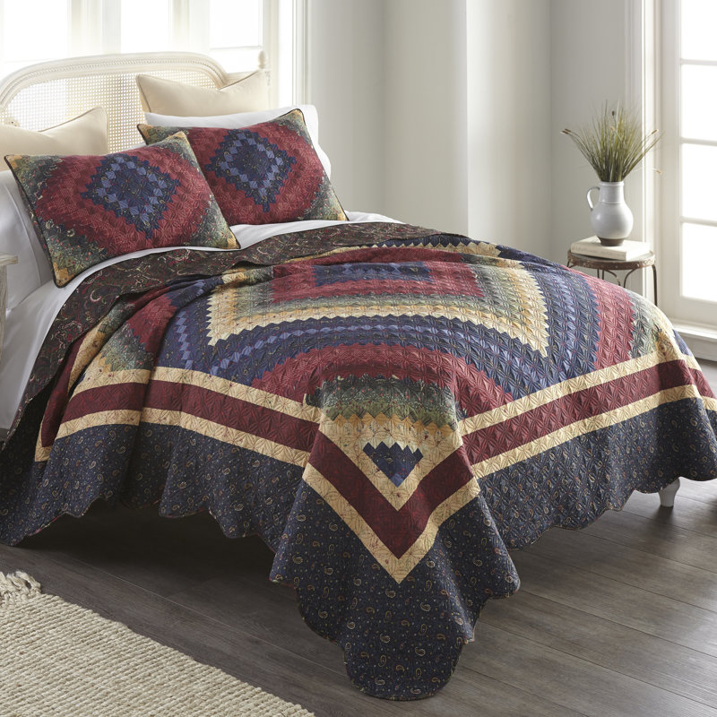 Queen Multicolor Microfiber Reversible Quilt Set