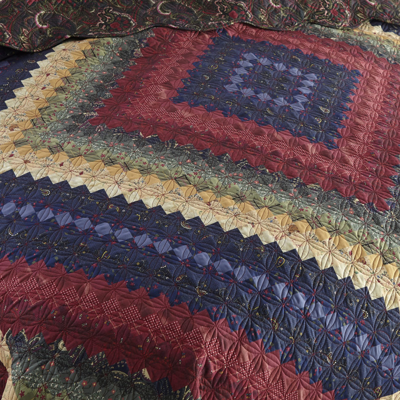 Queen Multicolor Microfiber Reversible Quilt Set