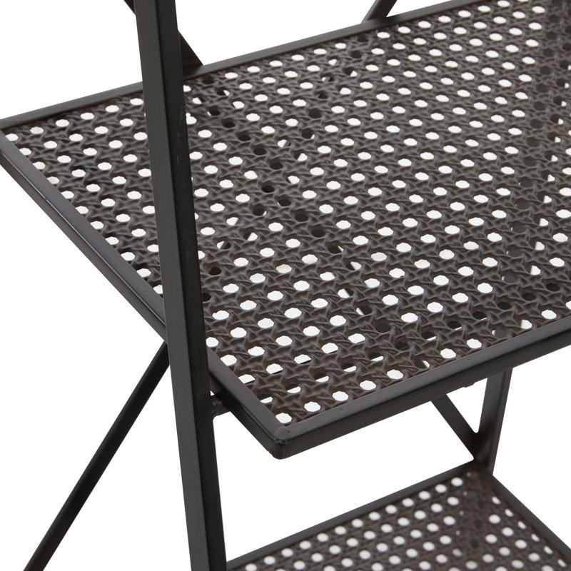 Modern Industrial Black Metal 4-Tier Ladder Bookshelf