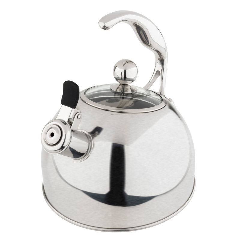 Satin Silver 2.6-Quart Stainless Steel Whistling Tea Kettle
