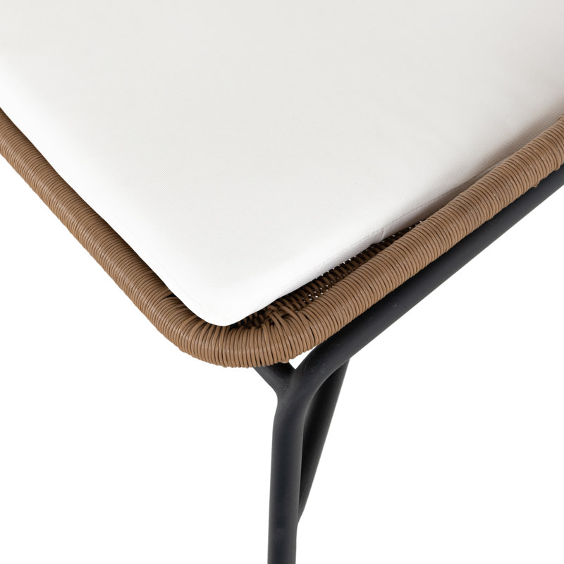 Contemporary Brown and White Cushioned Outdoor Dining Chair