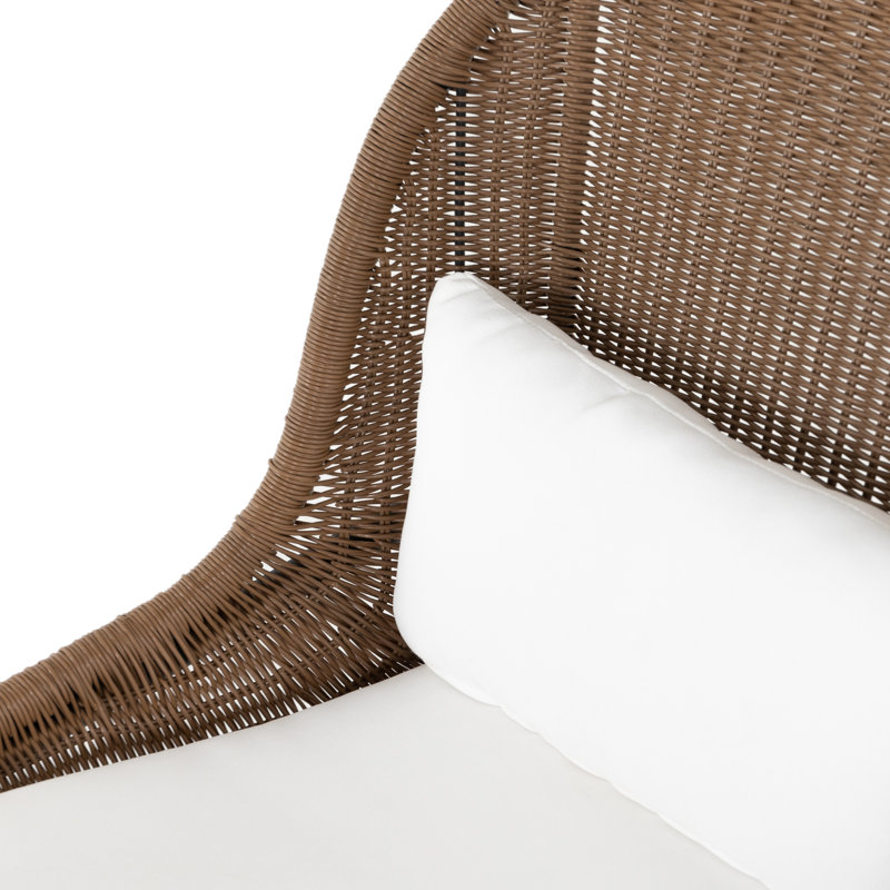 Contemporary Brown and White Cushioned Outdoor Dining Chair