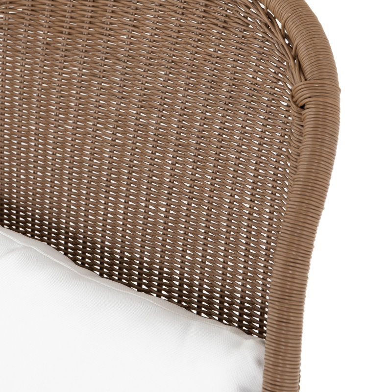 Contemporary Brown and White Cushioned Outdoor Dining Chair