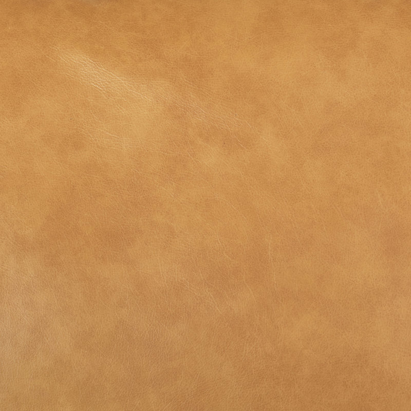 Olaf Tan Genuine Leather Tufted Sofa with Tapered Wood Legs